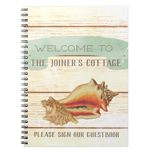 Rustic Beach House Personalized Welcome Notebook (Front)