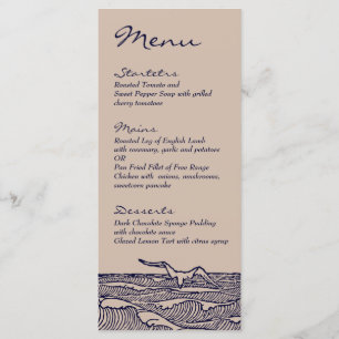 Rustic Beach Ocean Waves Wedding Dinner Menu
