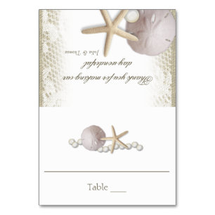 Rustic Beach Pearls and Lace Seating Card