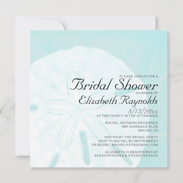 Rustic Beach Sand Dollar Bridal Shower Invitations (Front)