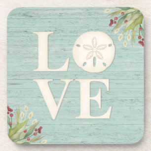 Rustic Beach Sand Dollar Square  Coaster