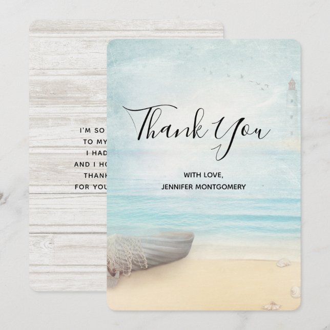Rustic Beach Scene with Boat Thank You (Front/Back)