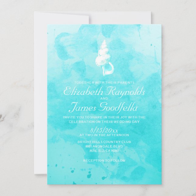 Rustic Beach Seashells Destination Wedding Invite (Front)