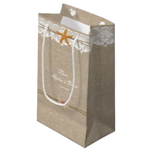 Rustic Beach Starfish Lace Wedding Custom Small Gift Bag