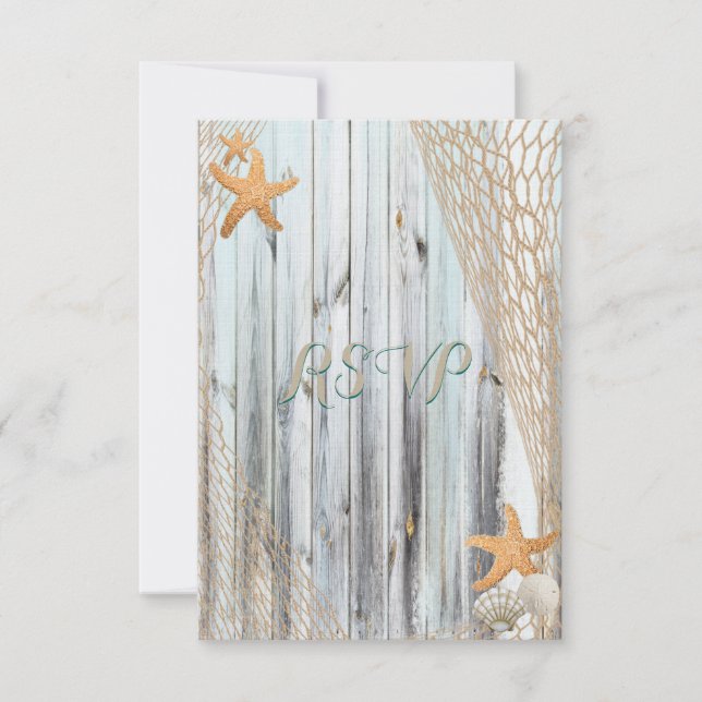 Rustic Beach Starfish Mariage RSVP (Devant)