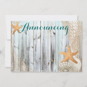 Rustic Beach Starfish Wedding  Annoucement Invitation