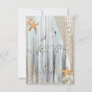 Rustic Beach Starfish Wedding RSVP Card