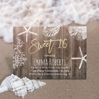 Rustic Beach Sweet 16 Starfish Seashells Birthday