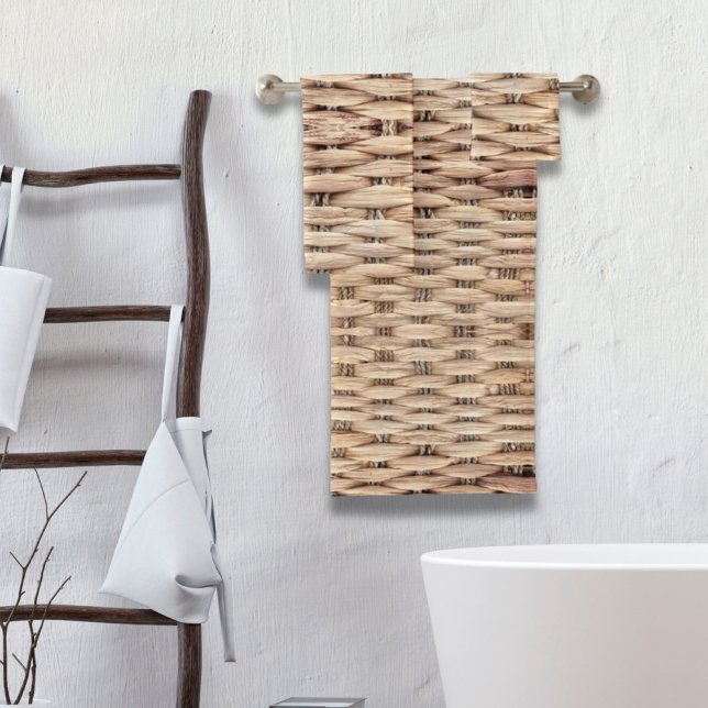 rustic beach tropical island woven wicker bath towel set (rustic beach tropical island woven wicker bath towel set)