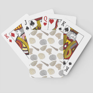 Rustic Beach Watercolor Sea Shells Playing Cards