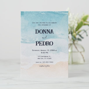 Rustic Beach Watercolor Wedding Invitation