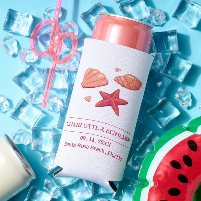 Rustic Beach Wedding Party Seltzer Can Cooler (In Situ Summer)