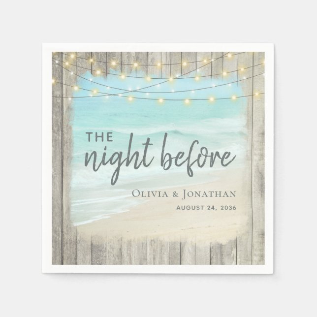 Rustic Beach Wedding Rehearsal Dinner Napkin (Front)