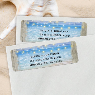 Rustic Beach Wood Blue Wedding Return Address