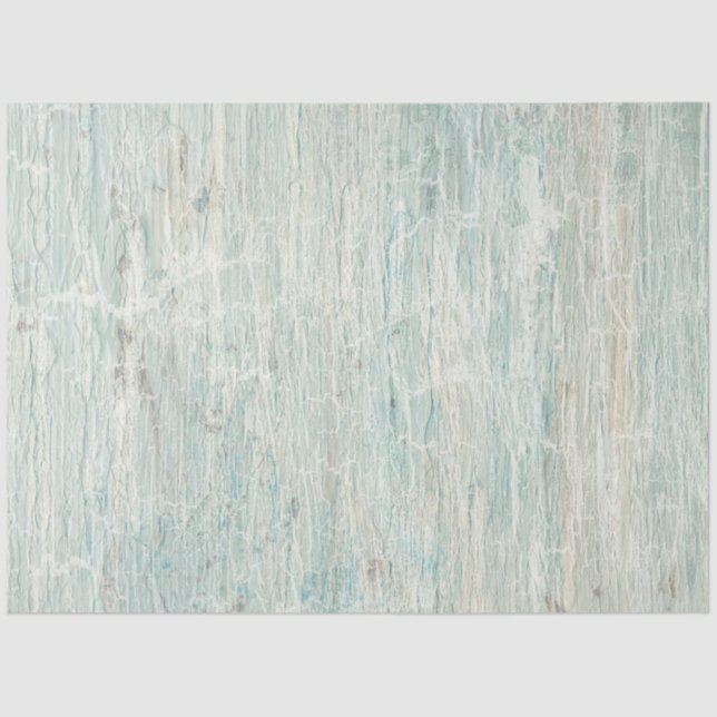 Rustic Beach Wood Ocean Blue Crackle Decoupage Tissue Paper (Front)