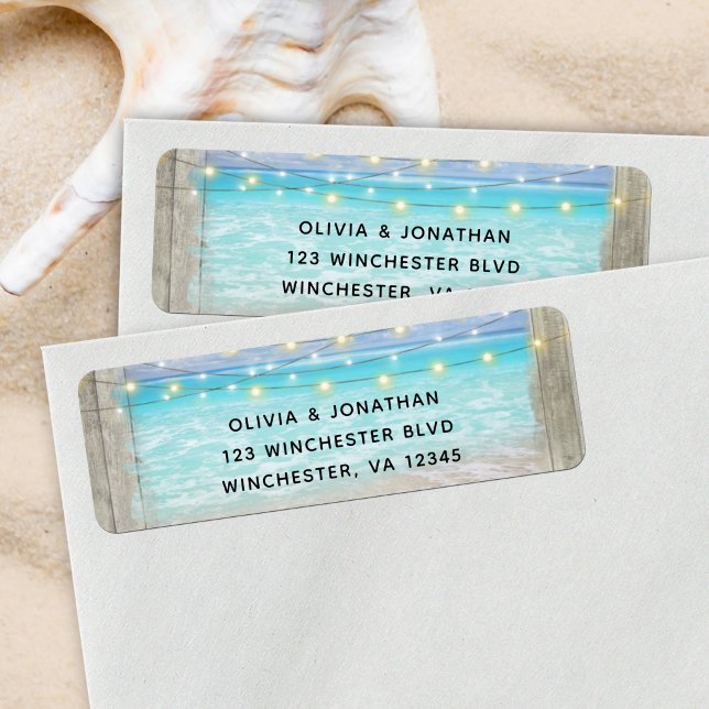 Rustic Beach Wood Wedding Return Address (Creator Uploaded)