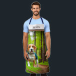 Rustic Beagle Dog Running in Woods Apron<br><div class="desc">This apron design features beautiful beagle running through lush green woods. Add a name to personalize it. Great for the patriot hunter or dog lover in your life. Makes a great Father's Day or birthday gift for the cook or griller in your family. Created by Simply Farmhouse Press.</div>