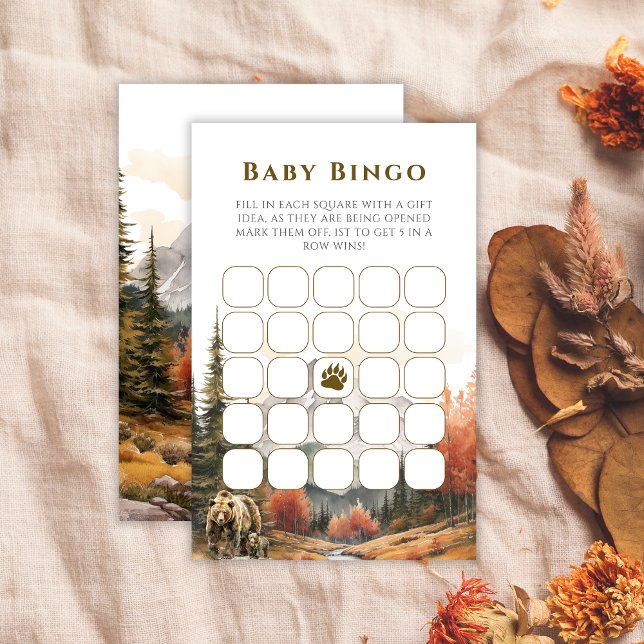 Rustic Bear Adventure Baby Shower Bingo Game (Creator Uploaded)