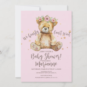 Rustic Bear Baby Shower Girl Invitation