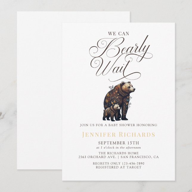 Rustic Bear Baby Shower Invitation (Front/Back)