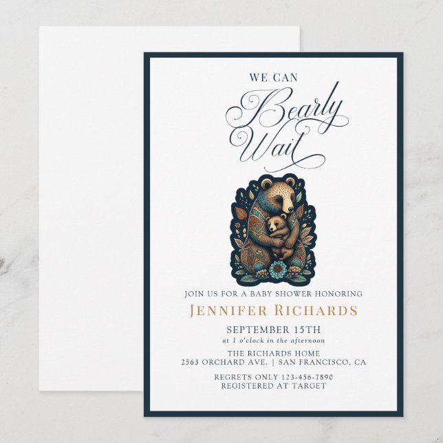Rustic Bear Baby Shower Invitation (Front/Back)