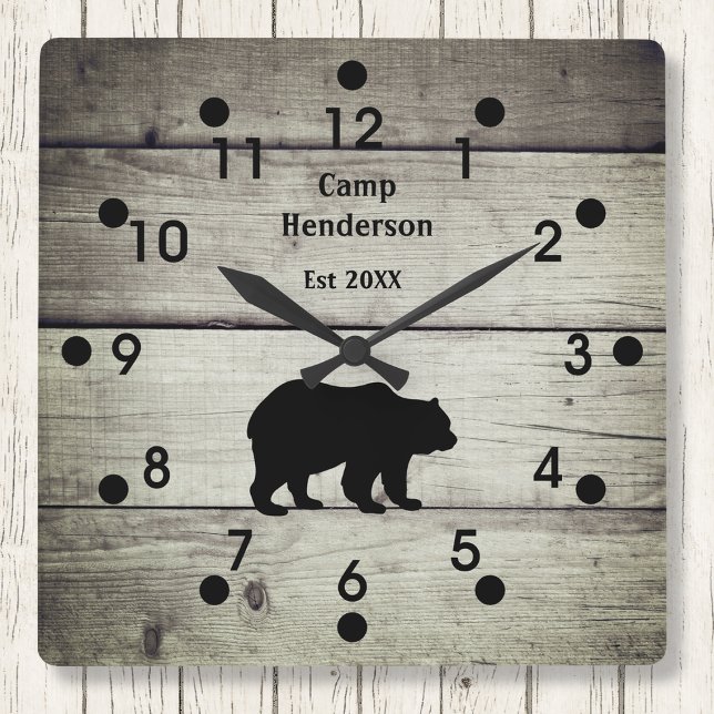 Rustic Bear Camp Acrylic Clock (Creator Uploaded)