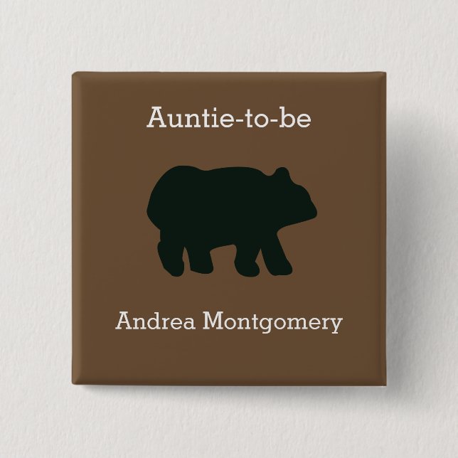 Rustic Bear Custom Button Name Tag (Front)