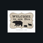 Rustic Bear Den Canvas Print<br><div class="desc">Rustic bear cabin themed print customizable to your specifics.</div>