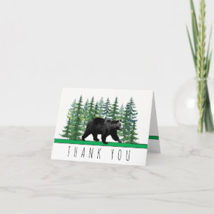 Rustic Bear Fir Tree Merci Cartes