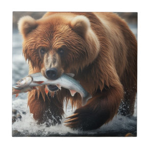 Rustic Bear & Fish Tile