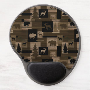 Rustic bear moose wood pattern gel mousepad