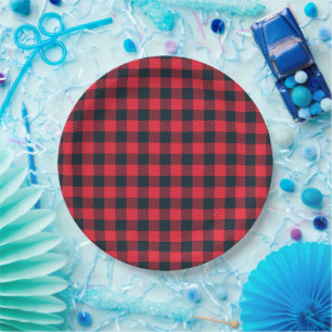 Rustic Bear Nursery Plaid Paper Plate