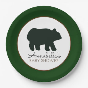 Rustic Bear Paper Plate (Forest Green)
