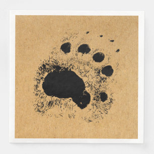 Rustic Bear Paw Print Vintage Art Napkin