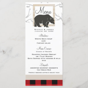 Rustic Bear & Red Plaid Woods Wedding Menu