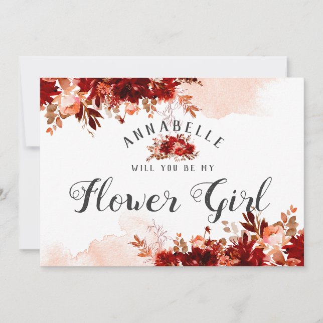 Rustic Beauty Be My Flower Girl Proposal Card (Front)