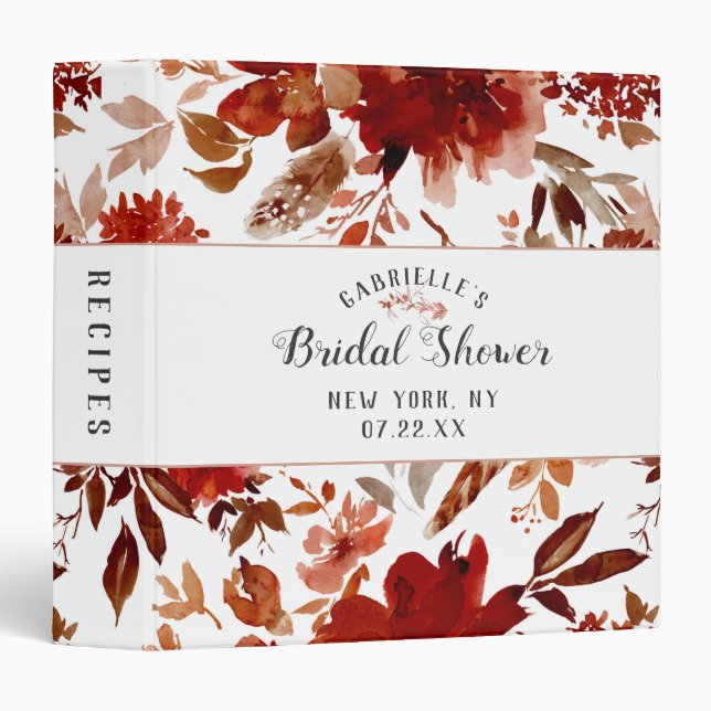 Rustic Beauty Boho Fall Bridal Shower Recipe Card Binder (Front/Spine)
