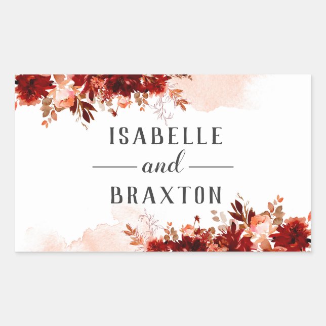 Rustic Beauty Floral Border Fall Monogram Wedding Sticker (Front)
