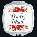 Rustic Beauty Floral Framed Watercolor Bridesmaid Compact Mirror<br><div class="desc">Rustic Beauty Floral Framed Watercolor Bohemian Autumn or Fall Design with Boho Hand Painted Flowers, and Plenty of colourful orange, rust, red, Burgundy, Marsala, and peach leaves and foliage. With Hand Drawn Line elements, Swirly Hand Lettered Fonts and Geometric Rose Gold Rectangle Frame Wedding Bridesmaid Monogram Makeup Mirror! ~ Check...</div>