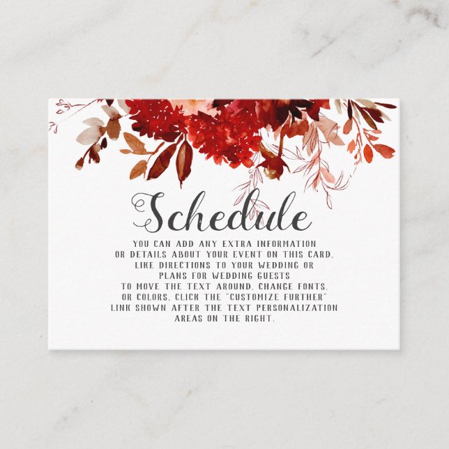 Rustic Beauty Floral Framed Wedding Schedule Enclosure Card (Front)