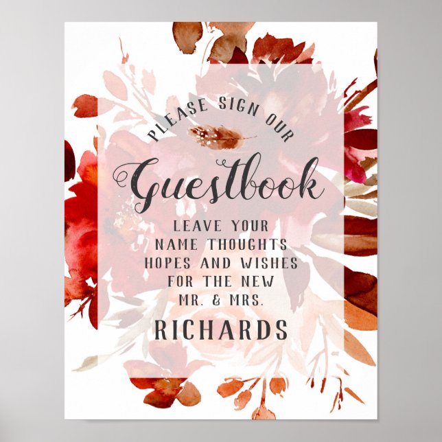 Rustic Beauty Floral Please Sign Our Guestbook (Front)