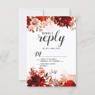 Rustic Beauty Floral Top Border Wedding RSVP Reply Card
