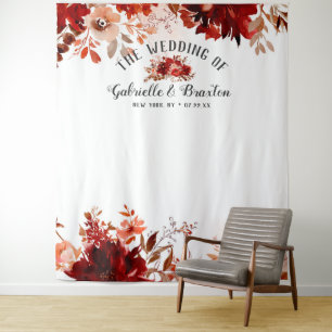 Rustic Beauty Floral Wedding Photo Booth Backdrop Tapestry