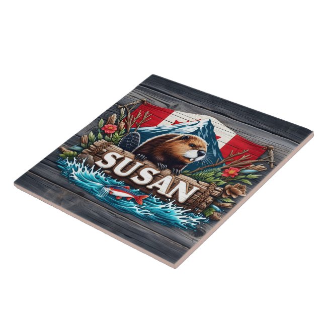 Rustic Beaver by Snowy Mountain Tile (Side)