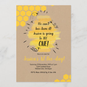 Rustic Bee 1er Anniversaire Invitation