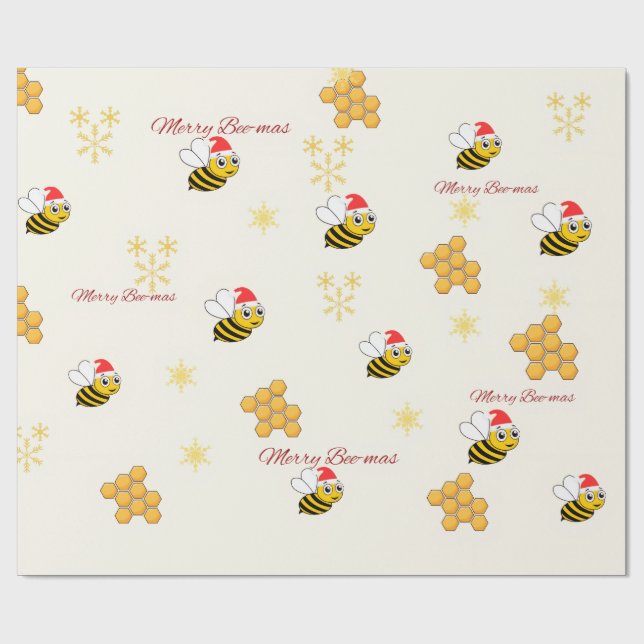 Rustic Bee Christmas Wrapping Paper (Flat)