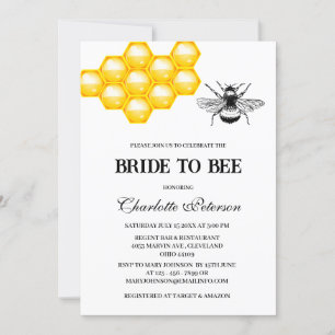  Rustic Bee Themed  Bridal Shower  Invitation