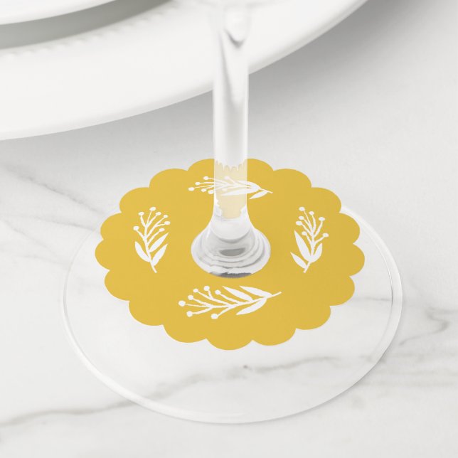 Rustic Bee Yellow Blank Wine Tag (Close Up)