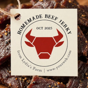 Rustic Beef Jerky Tag with Bull Silhouette