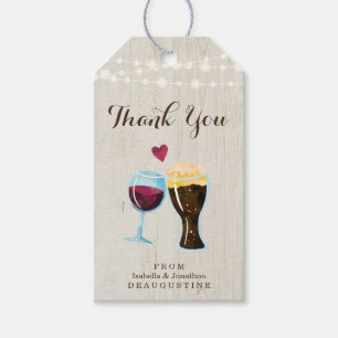 Rustic Beer & Red Wine Toast Wedding Thank You Gift Tags